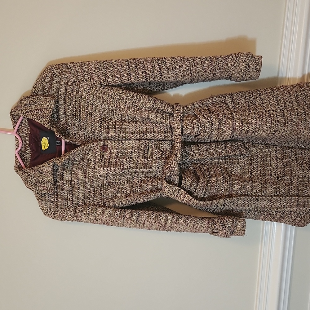 Purple mauve and taupe tweed coat